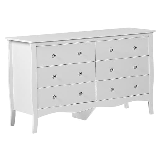 Beliani Cómoda Blanca aparador con 6 cajones 75 x 130 cm Armario de Almacenamiento para Dormitorio salón Pasillo Estilo francés Winchester