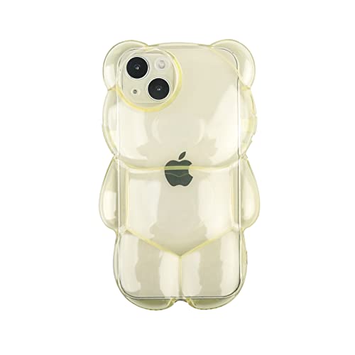 Bear Phone Case Compatible With Iphone 12 Pro Case, Cute 3D Clear Yellow Bear Case, Shockproof Kpop Cartoon Bear Phone Case For Women Girls #TOP1