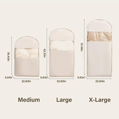 Space Saving Hanging Garment Bag with Self Compression Zipper, Heavy Duty Jackets & Parkas Storage, Space Saver Closet Organizers (Light pink,L)3