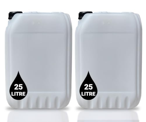 2 x 25L Plastic JERRY CAN for Water & Chemicals Storage Container UN Certified Food Grade Stackable with Tamper-Evident Cap Ideal for Outdoor Camping Emergency and Industrial Use