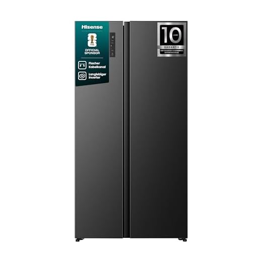 Hisense RS3P558NEFE Kühl-Gefrierkombination/Freistehend/ 544L Gesamtvolumen/ 39dB/ EEK: E/Total No Frost/SuperCool/Big Box/Temperatur Sensor/XXL Türfach/(BxHxT): 91,1 × 178,6 × 61,5 cm/Schwarz
