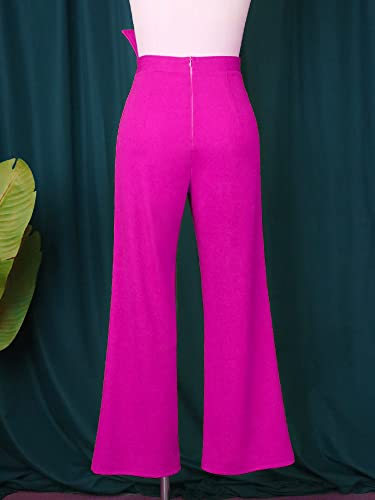 AOMEI Women's High Waist Pearl Buckle Bootcut Pants Work Casual Trousers4