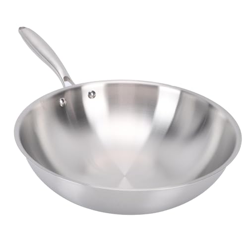 Wok de acero inoxidable 304 con mango 34 cm miniatura 1