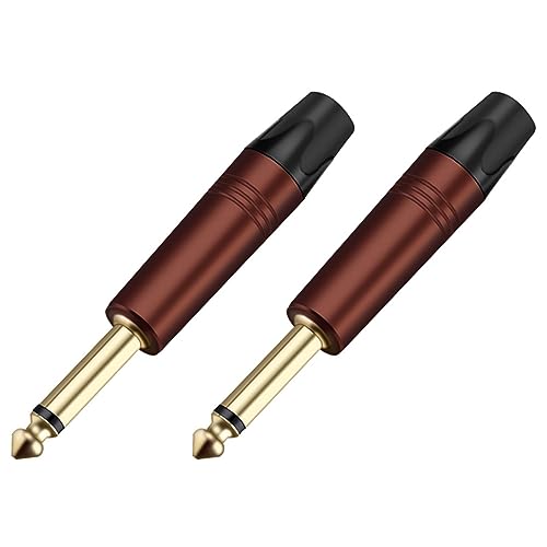 Connecteur Jack Mono 6.35MM pour micro et ampli en laiton noir, lot de 2 pièces