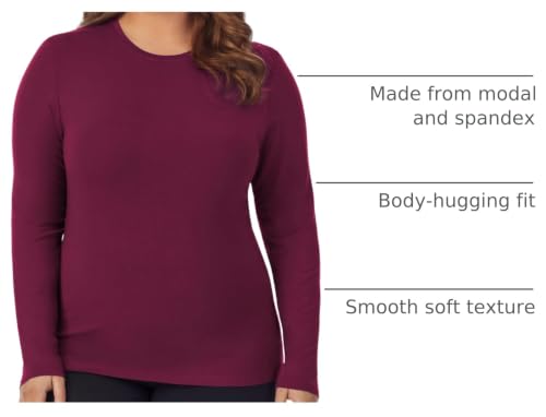 Image of Cuddl Duds Women's Softwear with Stretch Long Sleeve Crew Neck Top -Layering Top with Smooth Fabrication, Body-Hugging Fit