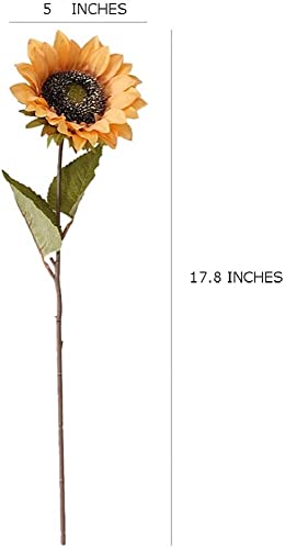 Laelfe 6Pcs Vintage Sunflowers Artificial Flowers Silk Long Stem Sunflower Arrangement Fall Sunflowers Decorations For Home Wedding Party Birthday Bulk Dark Center Single #TOP2