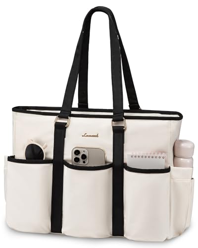 LOVEVOOK Work Tote Bag for Women, Laptop Bag for Women, Teacher Tote Bag Nurse Bag, Utility Bag For Work/Travel/College/Daily, Professional Computer Purse Large Handbag With Multi Pockets