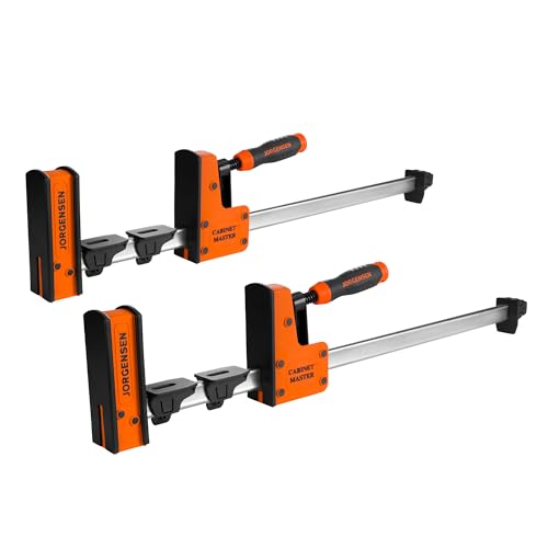 JORGENSEN 24-Inch Parallel Bar Clamp, Heavy-Duty Cabinet Master Clamp for Woodworking Glue-Up, 2200 lbs Force, Quick Release, Spreader Function, 2-Pack