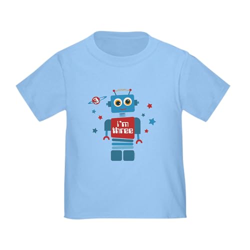 CafePress Robot 3Rd Birthday Toddler T Shirt Toddler Graphic Tee, 100% Cotton Baby Blue