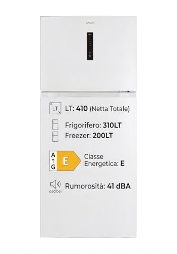 CANDY, Frigorifero Doppia Porta, CDG5T717EW, Libera installazione, 410Litri, 41 dB, Display elettronico esterno, Bianco, AxLxP 168x70,3x70,3 cm [Classe di efficienza energetica E]