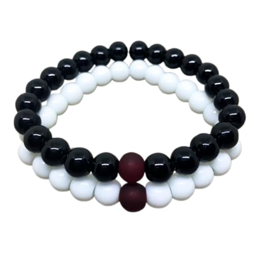 Bracelet couple élastique résistant FIZA_CPL_091 en onyx lisse