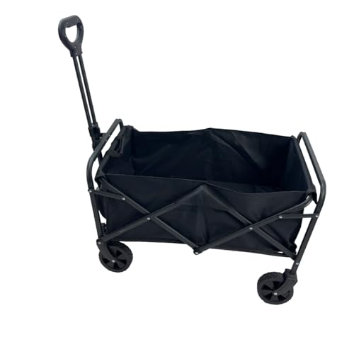 Carrinho de Carga Camping Dobrável Preto – Capacidade 80kg, Ideal para Transporte Pesado, Viagens e