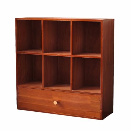 Organizador de almacenamiento de madera con cajones, estante cubo que ahorra espacio para tazas de café y artículos de exhibición para dormitorio, sala de estar y cocina