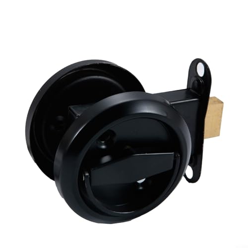Bebykilemi Cerradura de puerta empotrada redonda de 75 mm de acero inoxidable 304, mango de montaje empotrado, diseño de taza oculta, pestillo invisible para puerta de dormitorio interior (negro)