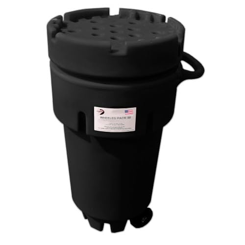 ENPAC 50-Gallon Wheeled Poly SpillPack Drum with Screw-Top Lid, Black, Recycled Polyethylene, 20-Gallon Capacity