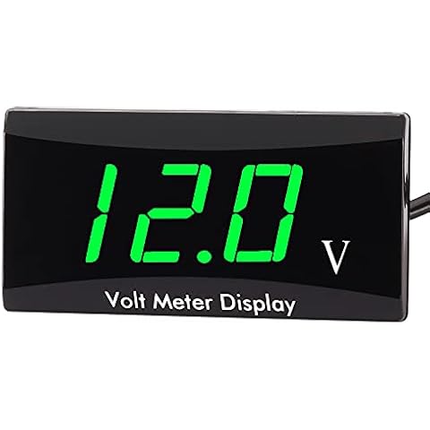 Kinstecks Motorcycle Voltmeter DC 12V Digital Voltmeter Gauge LED Display Voltage Meter for Motorcycle Car Battery Voltage Monitor-Green Cover