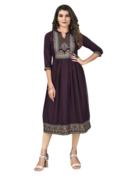 Image of Fabian Fashion Women's Rayon Floral Regular Tunic Shirt