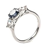 BWDHJLEY Alianza de boda para mujer con moissanita, anillos de compromiso de oro blanco, anillo de compromiso de oro blanco real de 9/14/18 quilates, S 1/2, Oro blanco de 14 quilates, Moissanita