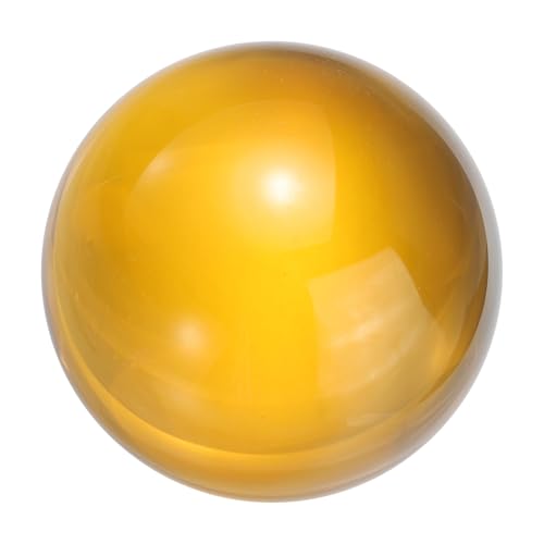 sourcing map 50mm/2 Crystal Sphere Ball Glass Solid Decorative Sphere Crystal Ball Prop Ornament for Feng Shui Divination Fortune Telling Tabletop Fountain Decoration, Amber