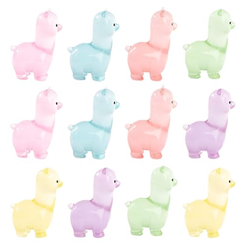 ifundom Miniature Alpaca Figurines 12pcs Glow in The Dark Alpaca Ornaments Luminous Fairy Garden Animals for Bonsai Moss Landscape Decor