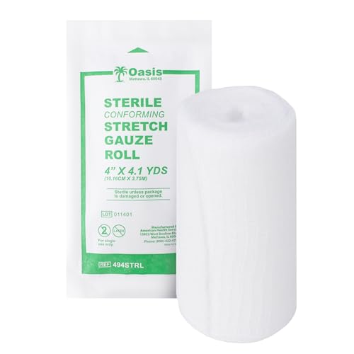 Oasis Conforming Stretch Gauze Bandage, 48 Rollos | Venda enrollada estéril sin látex para un cuidado efectivo de heridas y comodidad (4" x 4.1 Yardas) miniatura 6