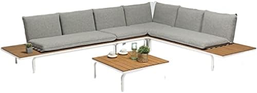 FZZDP Outdoor Waterproof Patio Sofa Outdoor Furniture Wooden Coffee Table Patio Casual Sofa Combination Sofa
