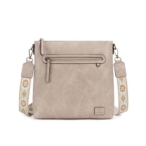 Pomelo Best Umhängetasche Damen Mittelgroß mit RFID Kartenfächern und breitem verstellbarem Gurt, Vegan Leder Handtasche Damen klein, Crossbody Bags Reisetasche für Frauen