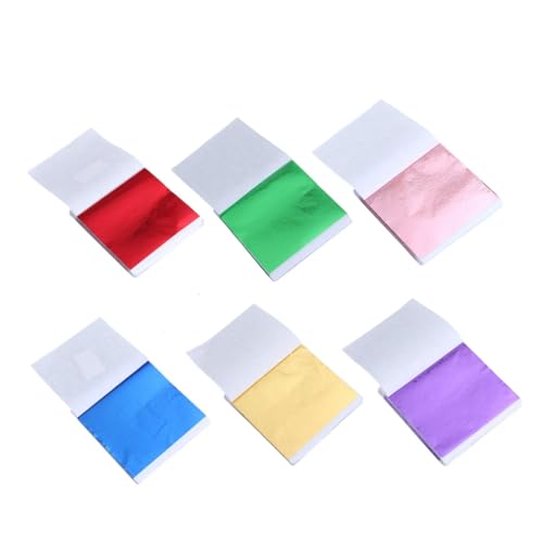 BEBEMOKO 300pcs Imitation Gold Foil Transfer Sheets for Art Decor Leaf Sheets Shiny