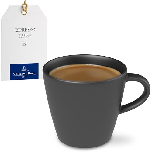 Villeroy & Boch - Manufacture Rock Mokka-/Espressoobertasse 100 Ml, Spülmaschinenfest, Mikrowellensicher, Schwarze Tasse Für Mokka Kaffee Oder Espresso, Becher, Heißgetränkebecher, Premium Porzellan