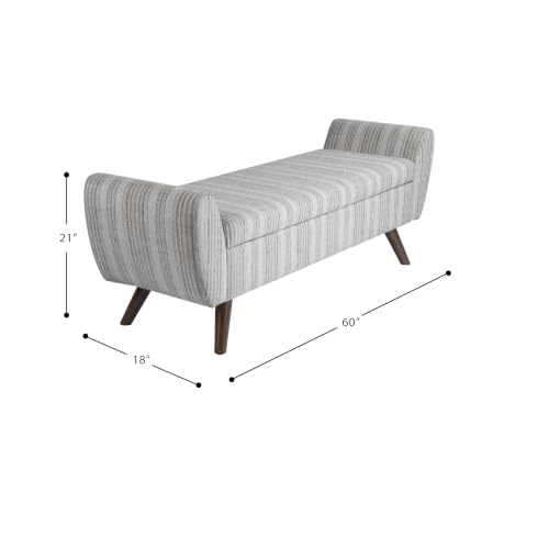 Image of HomePop 60 inch Modern Storage Bench - Gray Striped Pattern