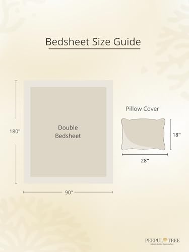 Image of Peepul Tree 100% Pure Cotton Jaipuri Handprinted Double Bedsheet Queen Size - 90 X 108 Inches with 2 Pillow Cover | 210 TC Breathable Fabric | Chintz Collection | Made in India, Beige and Navy