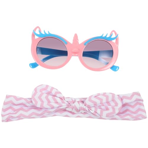 1set Boys and Girls Cartoon Sunglasses Decorative Hairband Soft Stretchy Headband and Uv Glasses for Outdoor Activities Parties and Travel