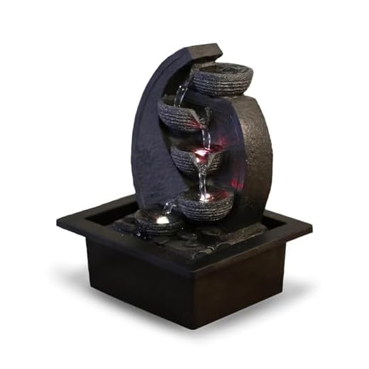 Zen'Light Cascade-V2 Fontaine d'Intérieur, Polyrésine, Noir, 17 x 21 x 26 cm
