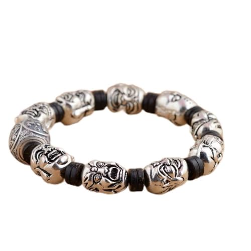 Cadeau femme bracelet vintage en argent S925 perles gravées Lohan