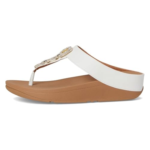 Image of FitFlop Women's Fino Crystal-Chain Leather Toe-Post Sandal