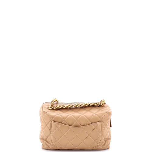 Pre-Loved Bowling Bag Quilted Calfskin Small, Neutral3