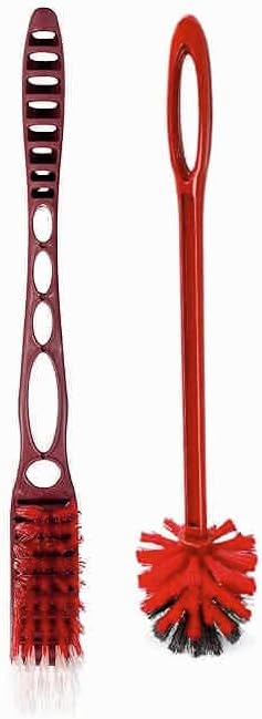 Plastic Double Sided Flexible Toilet Brush in Hockey Shaped & Round Design for Western and Indian Toilet Cleaning, Random Colour, Large, Pack of 2