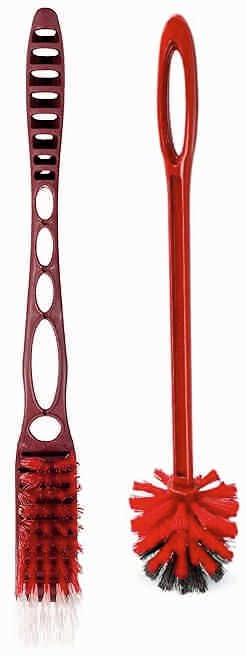 Plastic Double Sided Flexible Toilet Brush in Hockey Shaped & Round Design for Western and Indian Toilet Cleaning, Random Colour, Large, Pack of 2