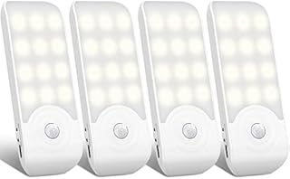TEAMPD Motion Sensor Lights Indoor, USB Rechargeable Night Light with 3 Modes, Cool White Stick on Cupboard Light with Removable Magnetic for Wardrobe Bedroom Hallway Cabinet Stair Kitchen [4 Pack]