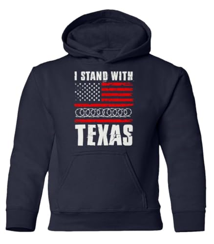 Stand With Texas American Flag Barb Wire Border Fight Youth Hooded Sweatshirt