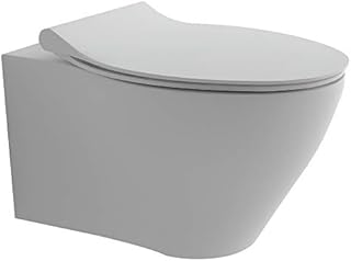 Alpenberger Spülrandloses Tiefspül-WC aus hochwertiger Sanitärkeramik mit Befestigungselemente | Hänge-WC inkl. Quick-Release WC-Deckel mit Soft-Close Absenkautomatik | passend zu GEBERIT