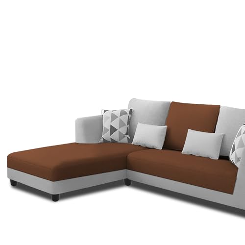 Image of Galib LHS 4 Seater L Shape Sofa Set for Living Room (Brown Grey Fabric) Premium Fabric Sofa