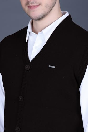 Image of V Neck Cardigans for Men - Woolen Sleeveless Sweater for Man Winter Wear