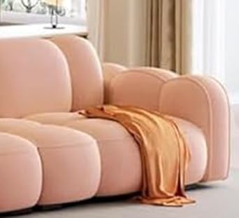 Image of CRAFTCITY Contemporary Wool Sofa with Swen Pillow Back for Living Room (Light Pink, 3 Seater)