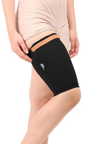 Image of Medical Compression Thigh Support Sleeve || MODERATE COMPRESSION || COTTON FABRIC || Groin Support Sleeve || Hamstring Compression Sleeve || Burn recovery || (3XL, Black)