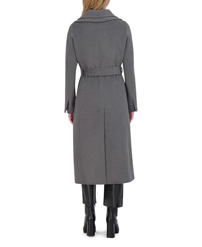 Image of TAHARI Women's Slim Fit Double-faced Soft Wool Blend Wrap Coat With Tie Belt - Long Wool Coat