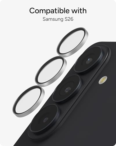Image of ZAGG Glass Elite Samsung Galaxy S26 Camera Lens Protector - Silver, Anti-Reflective, 5X Stronger Impact & Scratch Resistant Aluminosilicate Glass - Easy Installation, Smudge-Free Surface
