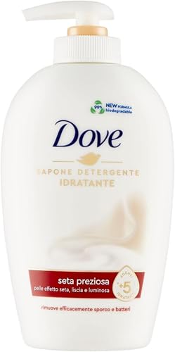 Dove, Sapone Liquido Mani, Sapone Detergente Mani Idratante, Seta Preziosa, Rimuove con Efficacia Sporco e Batteri, con +5 Agenti Idratanti, Formula 99% Biodegradabile, 6 pezzi da 250ml