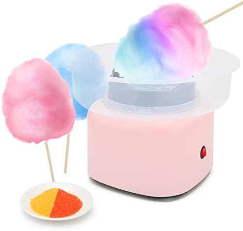Reespring Cotton Candy Machine - Cotton Candy Maker Machine With Splash Prevention Bowl For Home Use – Comes with Sugar Scoop and 20 Candy Sticks - Pink