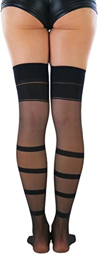 Image of ToBeInStyle Women's Sheer Two Tone Thigh Hi Stocking W /Back Seam